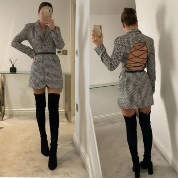Zara open back tweed blazer dress - Picture 2 of 6